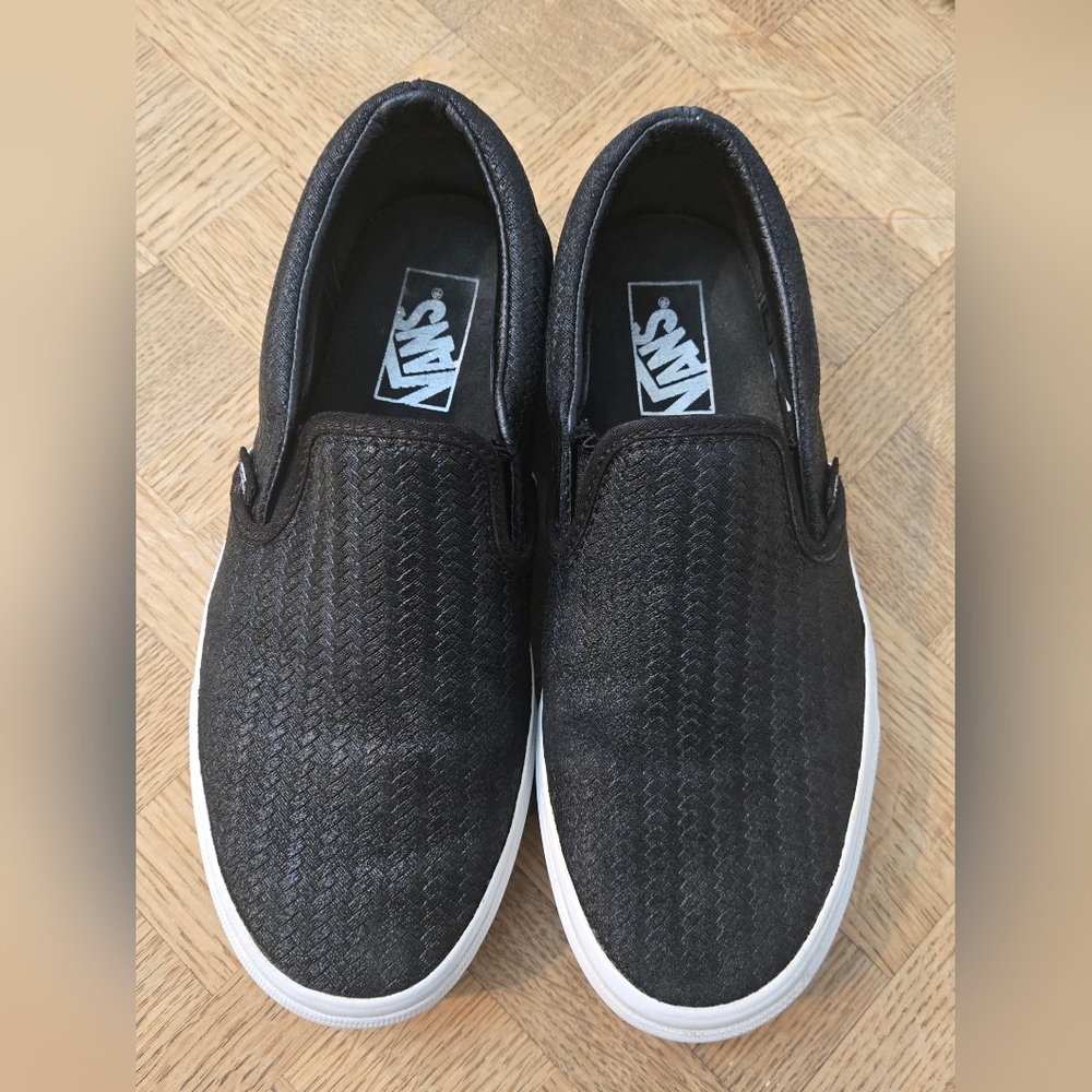 Vans Black Canvas Slip-On Sneakers‎ with Elastic Panels